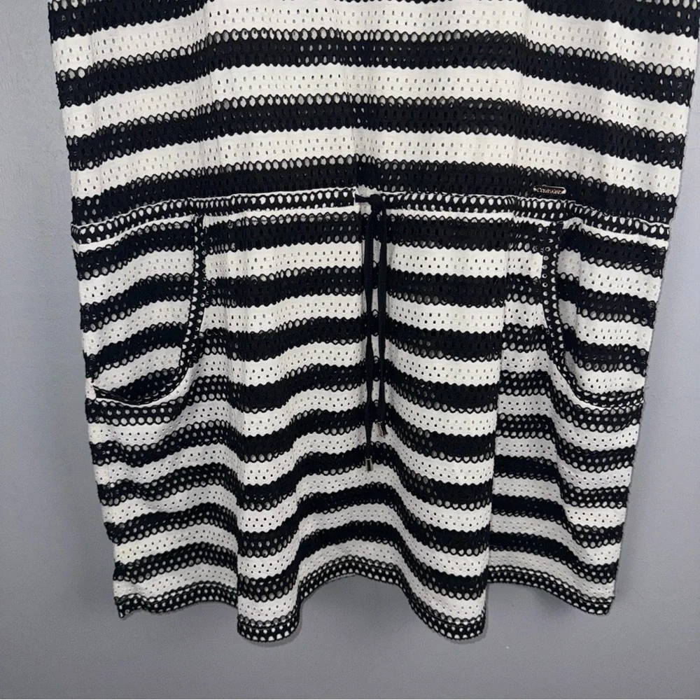 Calvin Klein Swim Cover-Up Women’s‎ Large/XL Mesh White & Black Striped Pockets